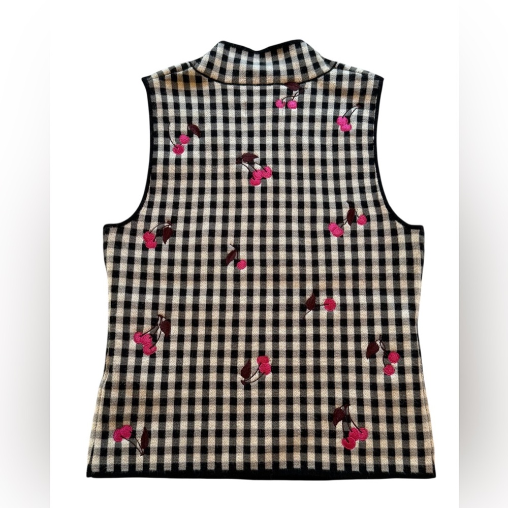 Maeve by Anthropologie Sleeveless Mock Neck Sweater Tank Black White Gingham XXS - Picture 11 of 16